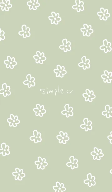 [LINE着せ替え] 白いお花 くすみグリーン3の画像1