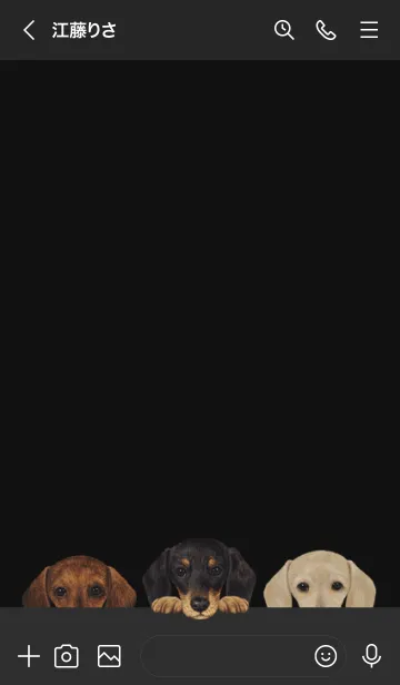 [LINE着せ替え] ワンワン - ダックスフンド - 黒×灰色の画像3