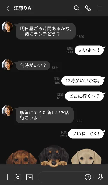 [LINE着せ替え] ワンワン - ダックスフンド - 黒×灰色の画像4