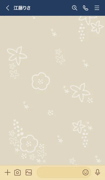 [LINE着せ替え] 白い花 ベージュ5の画像3
