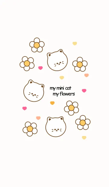 [LINE着せ替え] Mini cat & flowers 15の画像1