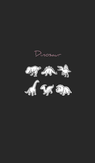 [LINE着せ替え] 黒とピンク : シンプル恐竜の画像1