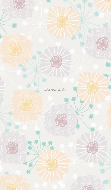 [LINE着せ替え] 北欧風 ベージュ お花10の画像1