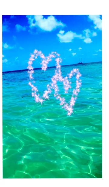 [LINE着せ替え] ダブルハート♡♡ 海 幸運 ペアきせかえの画像1