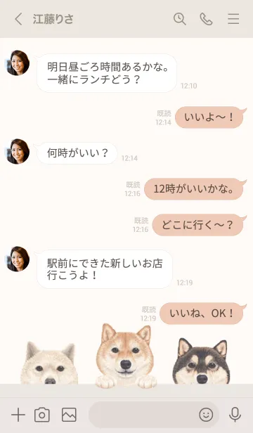 [LINE着せ替え] ワンワン！- 柴犬 - ベージュの画像4