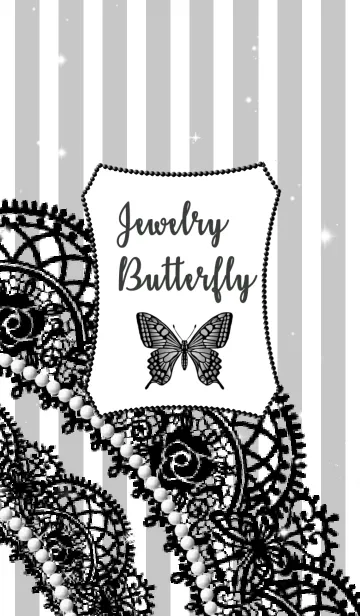 [LINE着せ替え] Jewelry Butterfly♡ストライプグレーの画像1