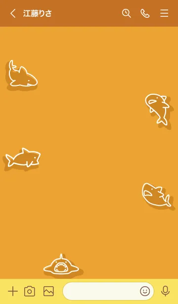 [LINE着せ替え] オレンジ : シンプルなサメ着せ替えの画像3