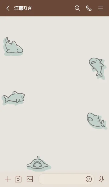 [LINE着せ替え] ベージュ カーキ : シンプルなサメ着せ替えの画像3