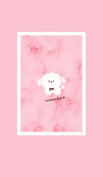 [LINE着せ替え] 大理石とモコモコの犬2♥ピンク01_1の画像1