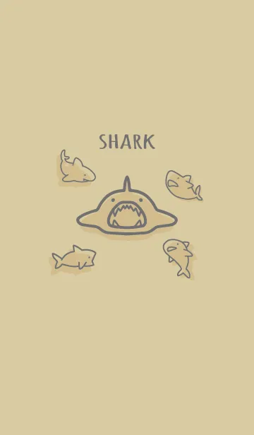 [LINE着せ替え] ベージュ ネイビー:シンプルなサメ着せ替えの画像1