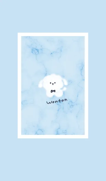 [LINE着せ替え] 大理石とモコモコの犬2♥ブルー04_1の画像1