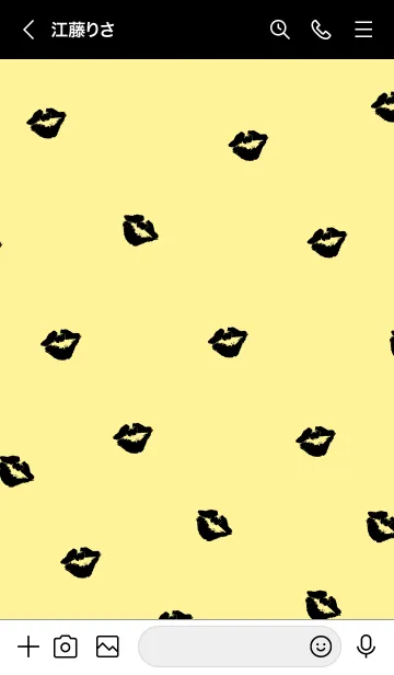 [LINE着せ替え] 黒キスマーク イエローの画像3