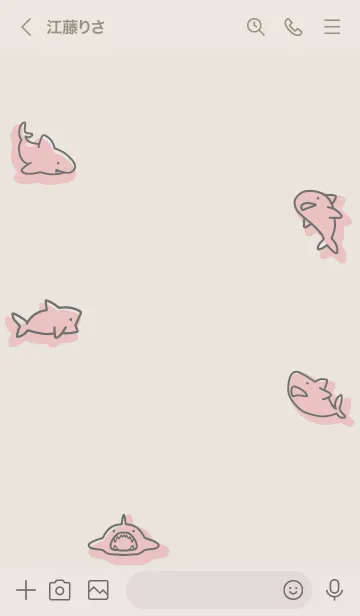 [LINE着せ替え] ベージュ ピンク : シンプルなサメ着せ替えの画像3