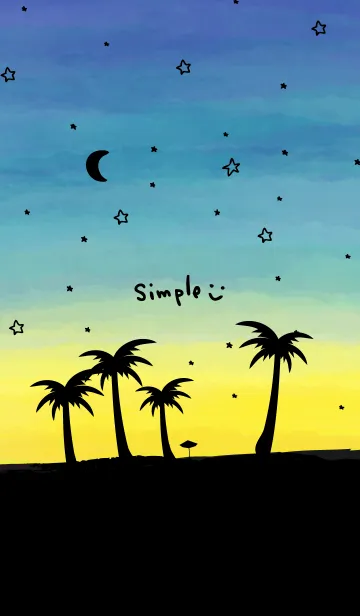 [LINE着せ替え] アロハ！星と月 水彩 スマイル9の画像1