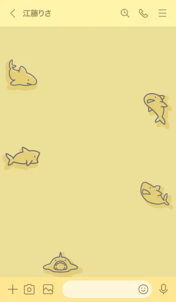 [LINE着せ替え] 黄色 : シンプルなサメ着せ替えの画像3