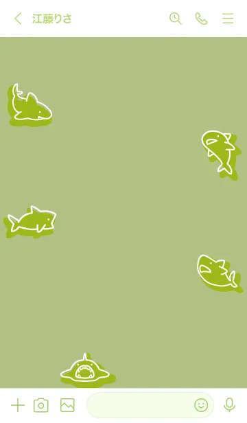 [LINE着せ替え] 黄緑 : シンプルなサメ着せ替えの画像3