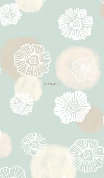 [LINE着せ替え] 花と水彩丸 ベージュ19の画像1