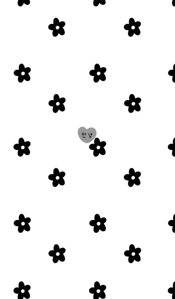 [LINE着せ替え] モノトーンとお花。韓国語。の画像1