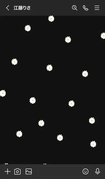 [LINE着せ替え] 韓国語デイジー柄 ブラックの画像3