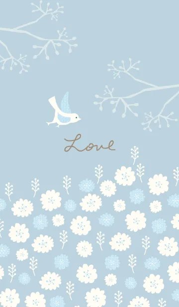 [LINE着せ替え] 北欧風 鳥と花2の画像1