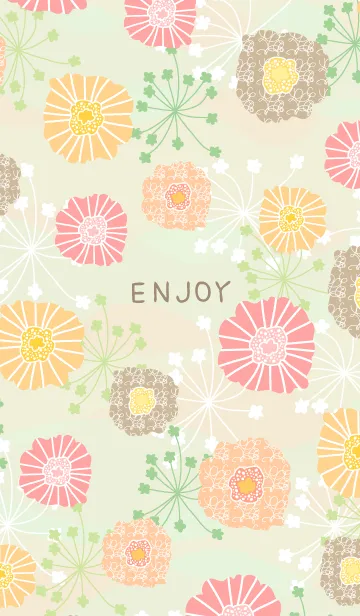 [LINE着せ替え] 北欧風 暖色系お花23の画像1