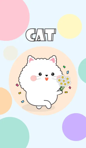 [LINE着せ替え] Color Cute White Cat  FuFu Theme (JP)の画像1