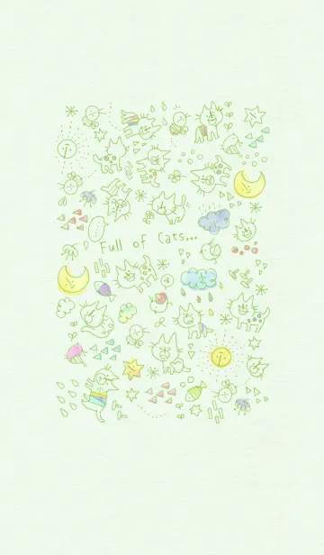 [LINE着せ替え] ねこがいっぱい＊グリーンの画像1