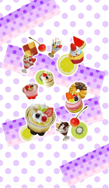 [LINE着せ替え] Fake sweets★dots purple versionの画像1