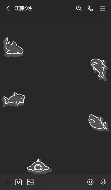 [LINE着せ替え] 黒と白 : シンプルなサメ着せ替えの画像3