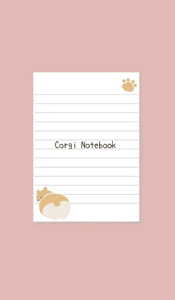 [LINE着せ替え] コーギーと足跡のノート ピンクベージュの画像1