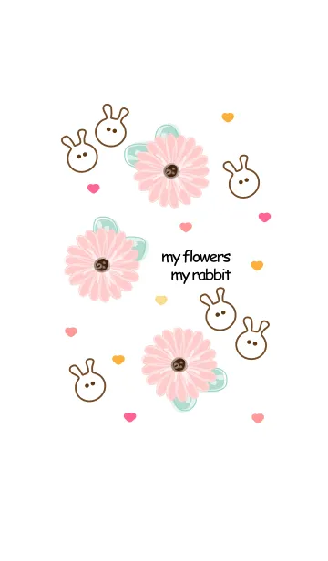 [LINE着せ替え] Pink flowers & mini rabbit 13の画像1
