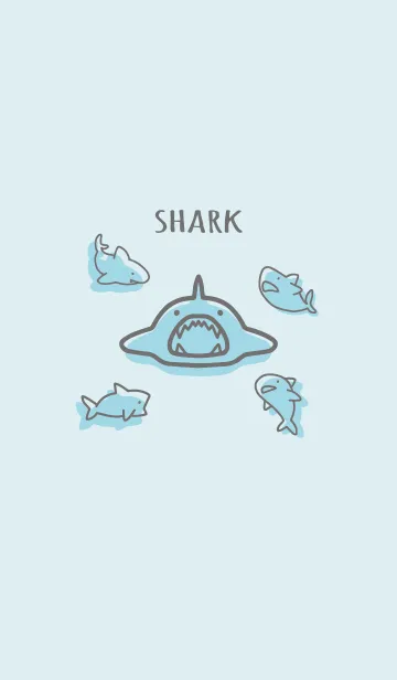 [LINE着せ替え] 青 : シンプルなサメ着せ替えの画像1