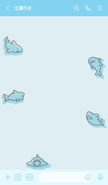[LINE着せ替え] 青 : シンプルなサメ着せ替えの画像3