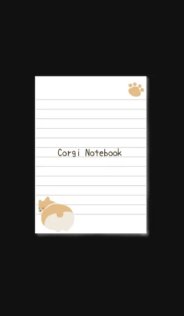 [LINE着せ替え] コーギーと足跡のノート ブラックの画像1