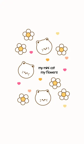 [LINE着せ替え] Mini cat & flowers 16の画像1