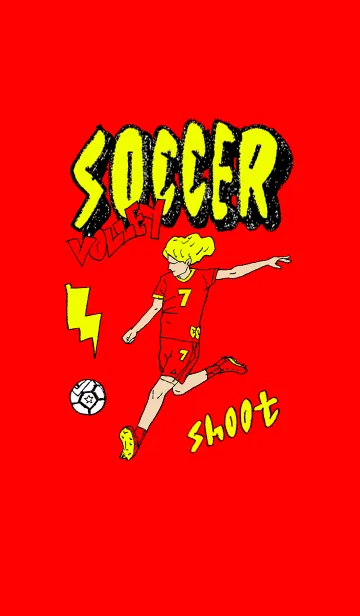 [LINE着せ替え] SOCCER volley shoot レッドの画像1