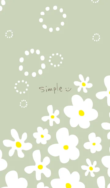 [LINE着せ替え] 白い花が可愛い グリーン3の画像1