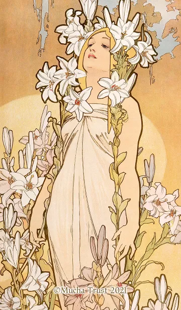 [LINE着せ替え] ミュシャ 四つの花「百合」の画像1