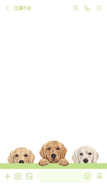 [LINE着せ替え] ワンワン-ゴールデンレトリバー-白×黄緑色の画像3