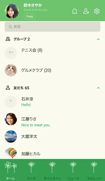 [LINE着せ替え] 大人かわいいお花着せ替え(緑×薄黄2)の画像2