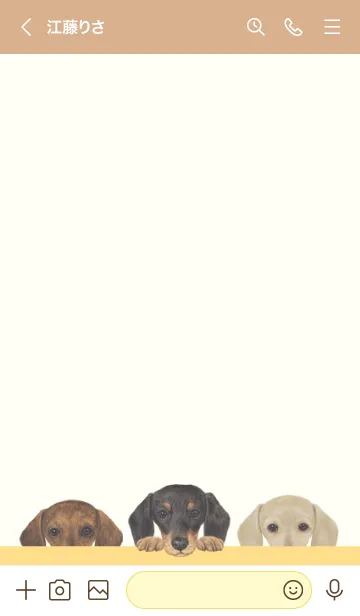 [LINE着せ替え] ワンワン！ - ダックス - ベージュ×黄色の画像3