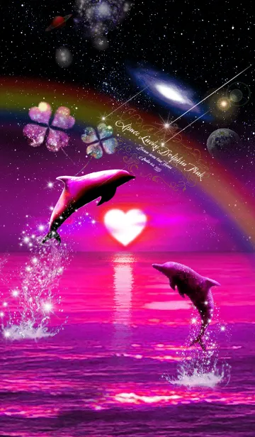[LINE着せ替え] 恋愛運 ♥Space Lucky Dolphin Pink♥2の画像1