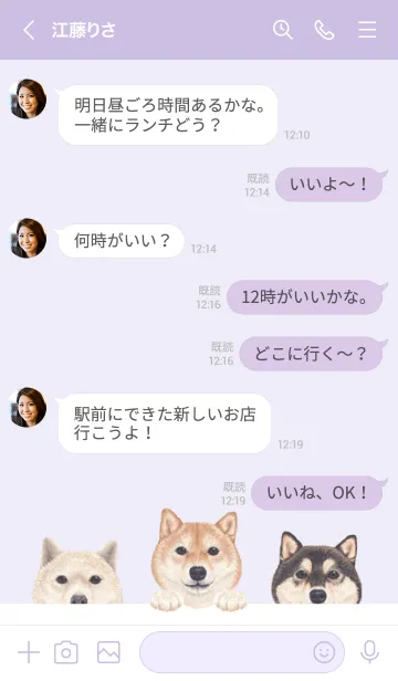 [LINE着せ替え] ワンワン！- 柴犬 - 藤 むらさきの画像4