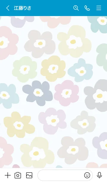 [LINE着せ替え] 北欧風お花 舞う ブルー4の画像3