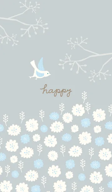 [LINE着せ替え] 北欧風 鳥と花12の画像1