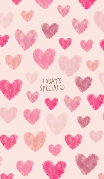 [LINE着せ替え] 水彩ピンクハート たくさん13の画像1