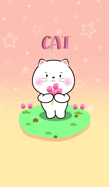 [LINE着せ替え] Cute White Cat In Pastel Theme (JP)の画像1