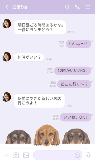 [LINE着せ替え] ワンワン - ダックス L - 藤 むらさきの画像4