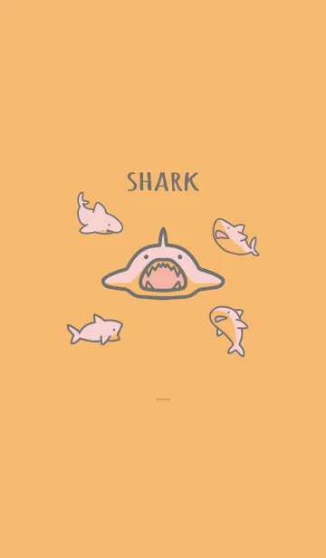 [LINE着せ替え] オレンジ : ピンクのサメの着せ替えの画像1