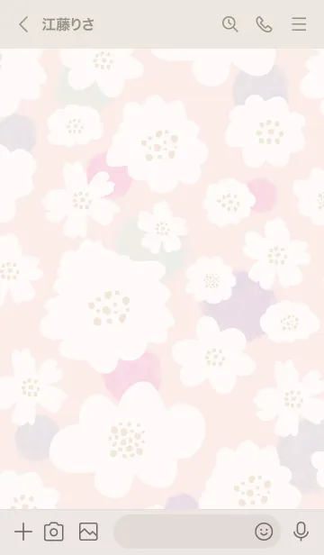 [LINE着せ替え] 白いお花と水玉 ピンクの画像3